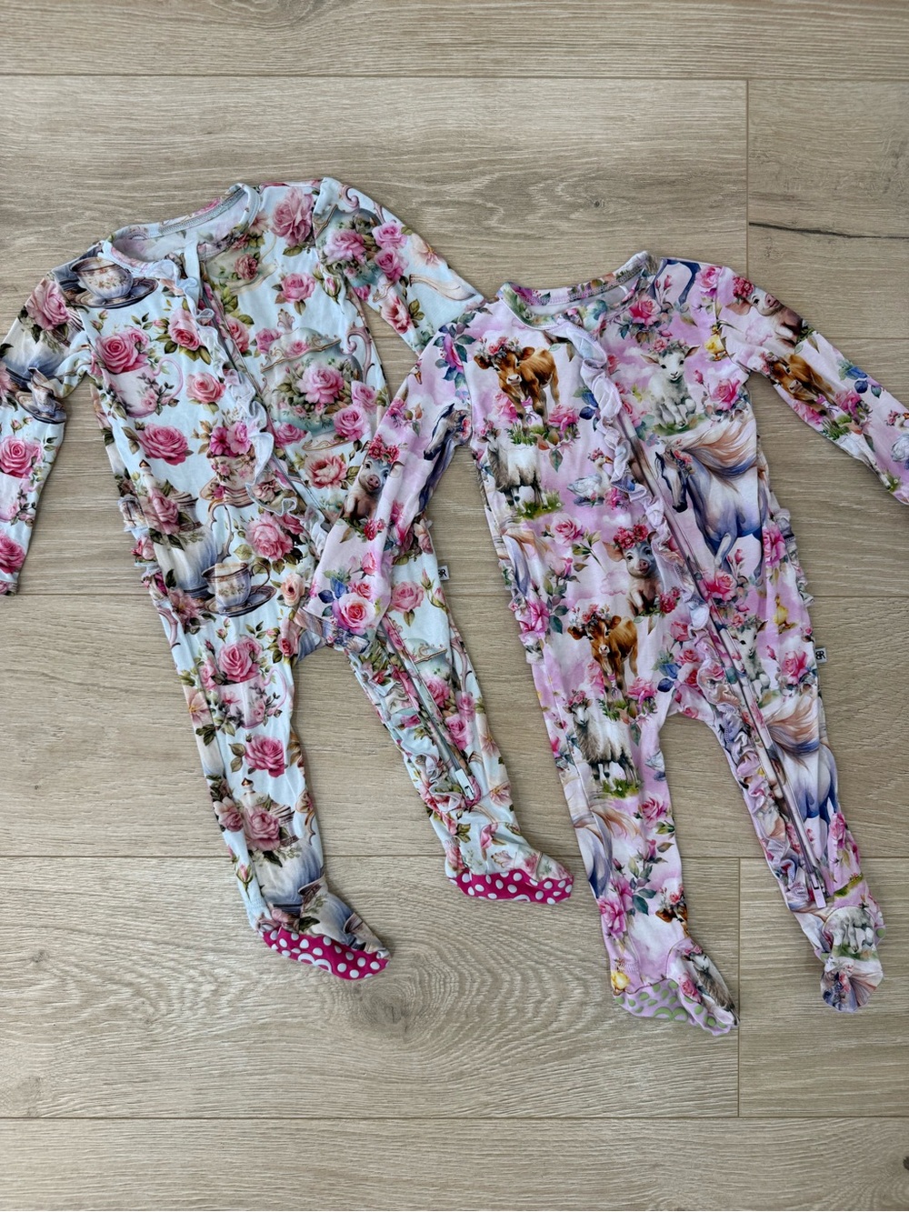 Bums & Roses Bamboo Ruffle Footie Bundle